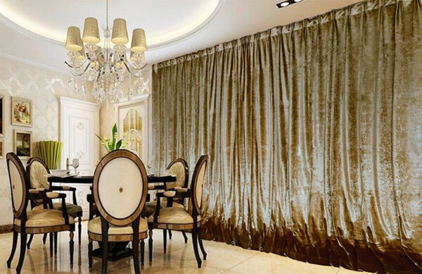 Fanno-Large Thick Velvet Curtains 275cm Width 230cm Drop 30 Hooks Pinch Pleat Gold Olive