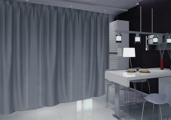 Fanno-Blockout Curtain Grey Blue 270x230cm High Level Fabric Hooks Pinch Pleat