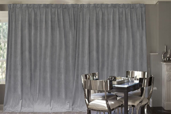 Fanno-Large Thick Velvet Blockout Curtains 550x230cm Pinch Pleat 2 Panels with Hooks Grey