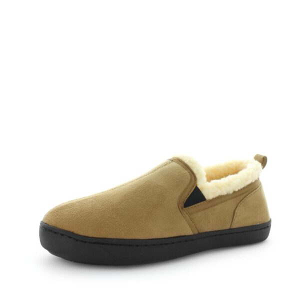 Fanno-Men's Cozy Micro-Suede Slippers with Non-Slip Rubber Sole and Faux Fur Trim