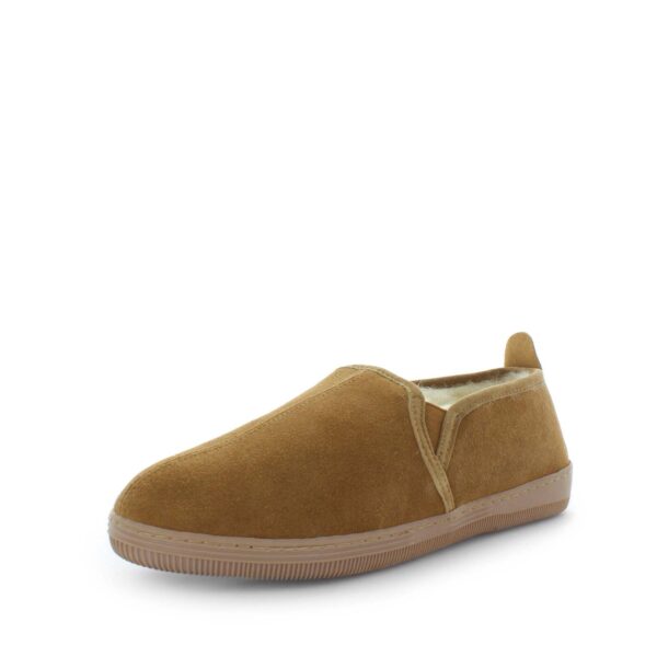 Fanno-Men's Classic Leather Slippers with Wool Lining and Durable Outsole in Chestnut 7UK