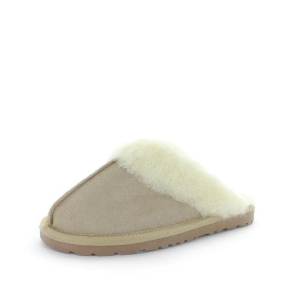 Fanno-Quality Leather Slip-On Scuff Slippers for Women with Wool Lining and Durable Outsole