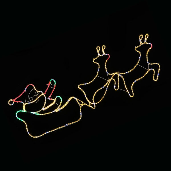 Fanno-Twinkling LED Ropelight Reindeer Sleigh Outdoor Lights 6ft White