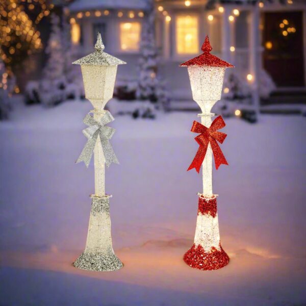 Fanno-LED Glitter Street Lamp 120cm warm white twinkle silver red outdoor