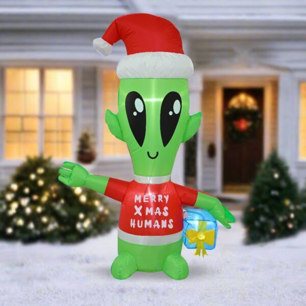 Fanno-Inflatable alien decoration 130cm holiday quirky bright LED green