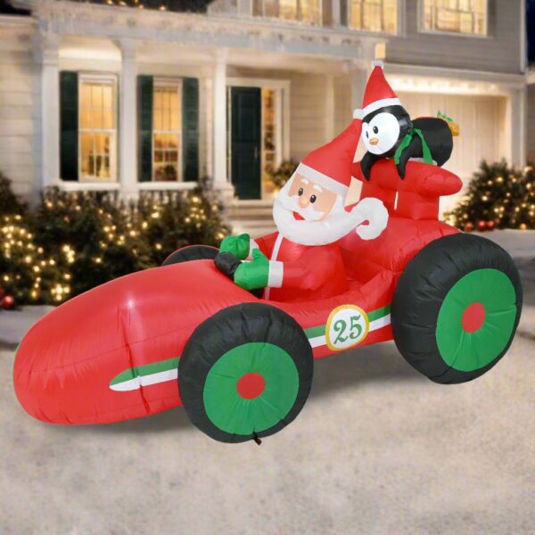 Fanno-inflatable Santa race car 225cm outdoor holiday decoration LED bright