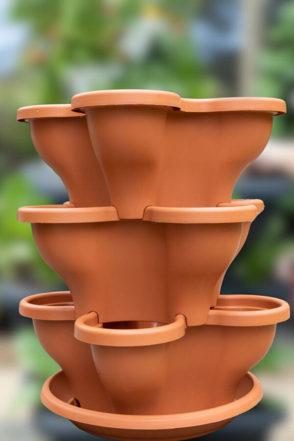 Fanno-Extra Large Verandah Planter Terracotta 47.5cm 5 Pots Stackable Garden