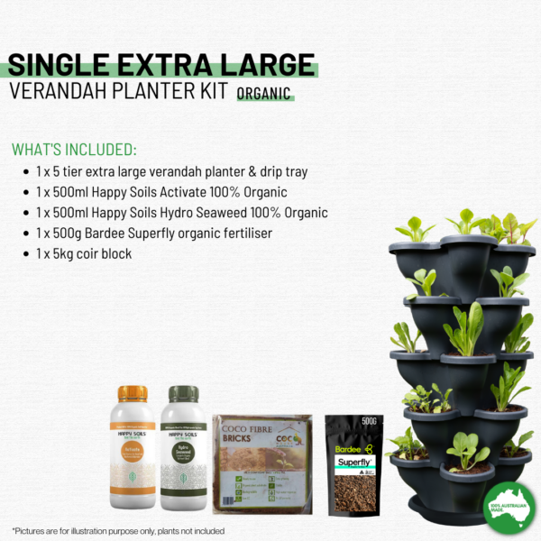 Fanno-Extra Large Verandah Planter Garden Kit 5 Tier Terracotta Organic 75L