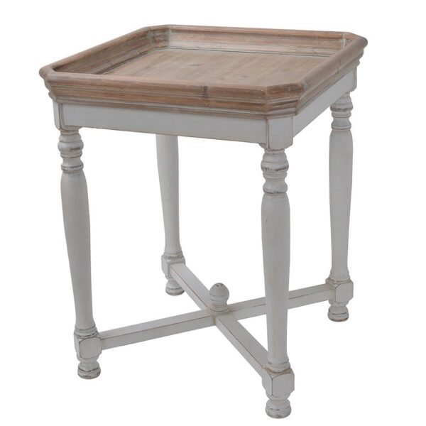 Fanno-side table shabby chic reclaimed wood white 64cm 51cm