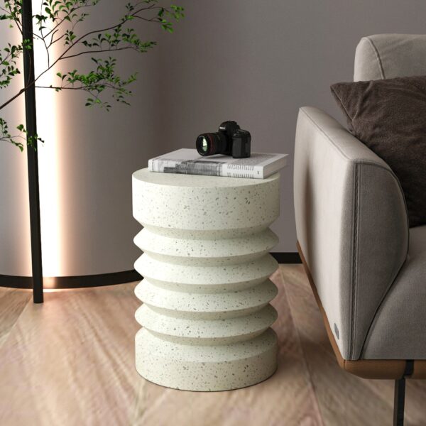 Fanno-Cement Side Table Indoor Outdoor 47CM 35CM Speckled Lightweight