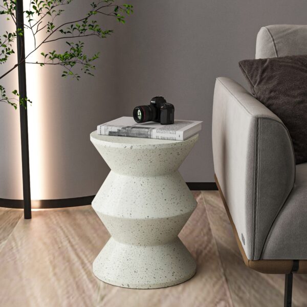 Fanno-Cement Side Table Indoor Outdoor 45CM 35CM Speckled Grey Handmade