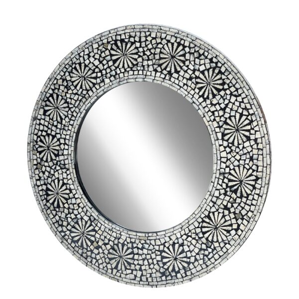 Fanno-Handmade Mirror Mother of Pearl Swirl 76cm Elegant Home Decor Unique