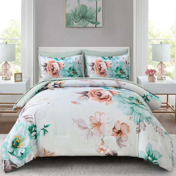 Fanno-Warm Floral Comforter Set  King Size  Cozy Quilted Bedding with Pillowcases