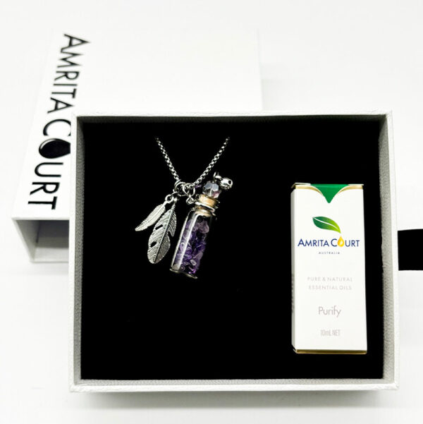 Fanno-Gift Box - Crystal Bottle (Amethyst) + Purify Oil Blend