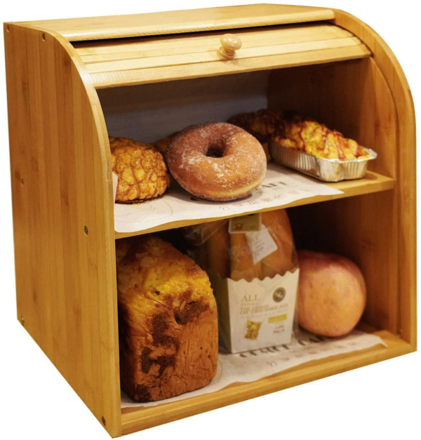 Fanno-Bamboo Bread Storage Box - 2 Compartment Sections