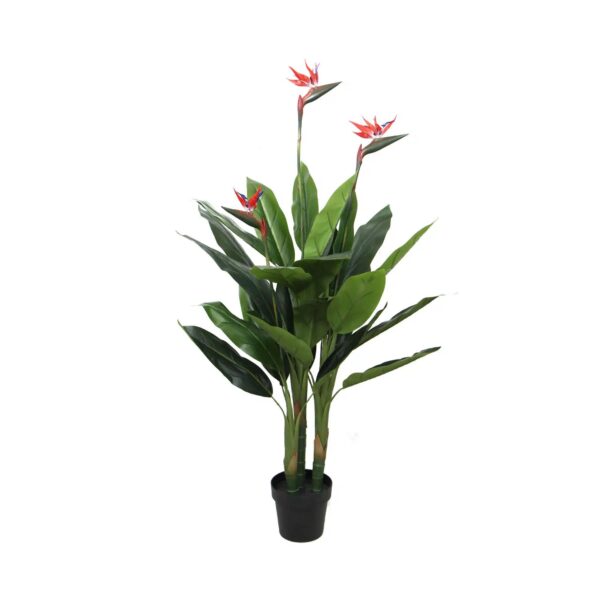 Fanno-Artificial Bird of Paradise Plant 110cm Lifelike Tropical Home Decor Red Flowers