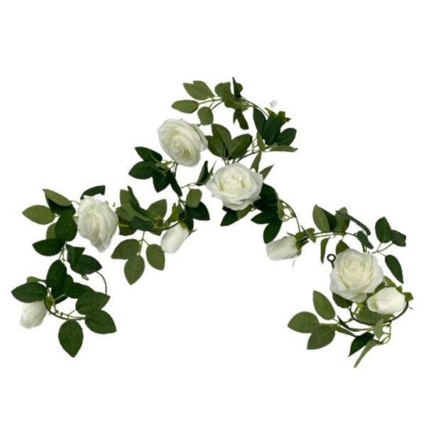 Fanno-Artificial White Rose Garland 190cm for Home Wedding Decor and Special Occasions