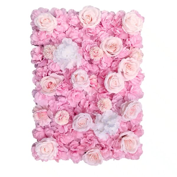 Fanno-Artificial Flower Wall Panel 40cm x 60cm Mixed Pink White Cream Faux Flowers