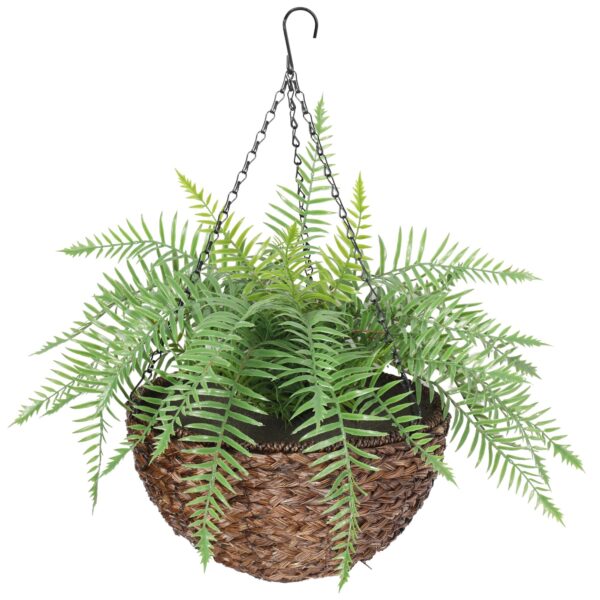 Fanno-Large Artificial Fern Hanging Basket for Indoor Outdoor Use Low Maintenance