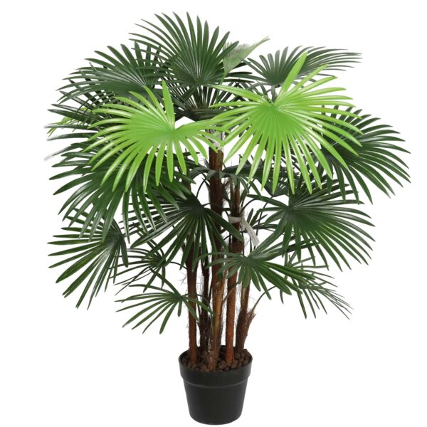 Fanno-Artificial Potted Wide Leaf Fan Palm Tree for Indoor Tropical Decor 90cm