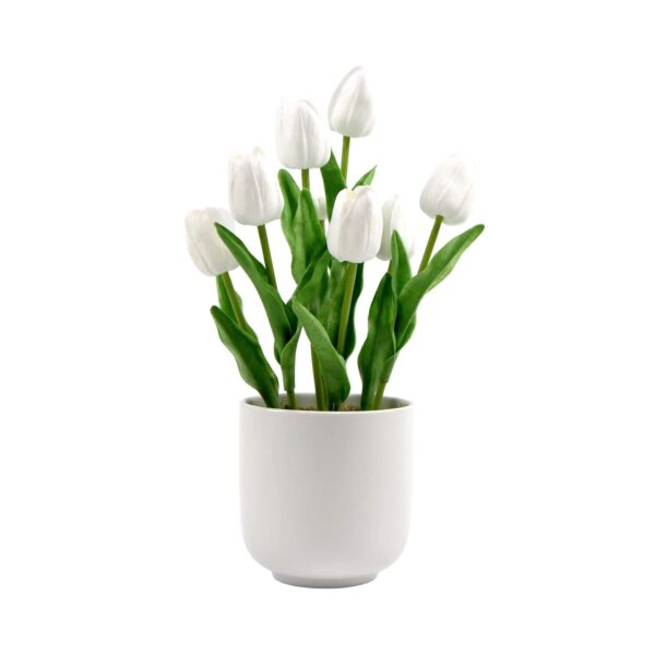 Fanno-Artificial Tulip Flower Arrangement in Ceramic Bowl for Home Office Decor