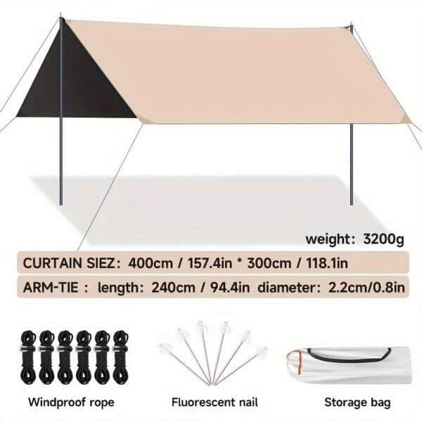 Fanno-outdoor sky curtain sun protection black waterproof 400x300cm camping