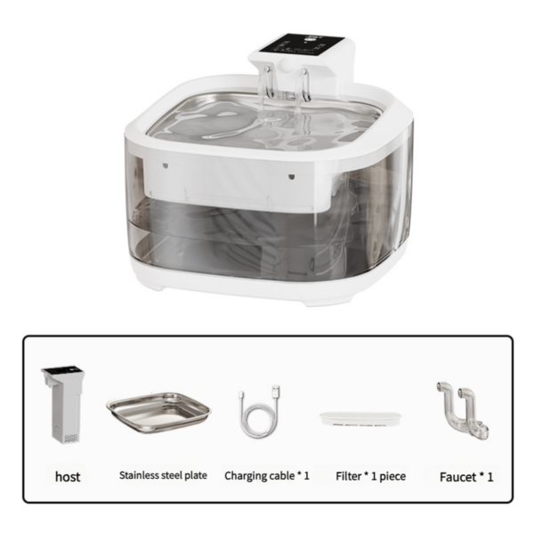 Fanno-Smart Pet Water Fountain 4.5L White Stainless Steel Faucet Dual Flow Design