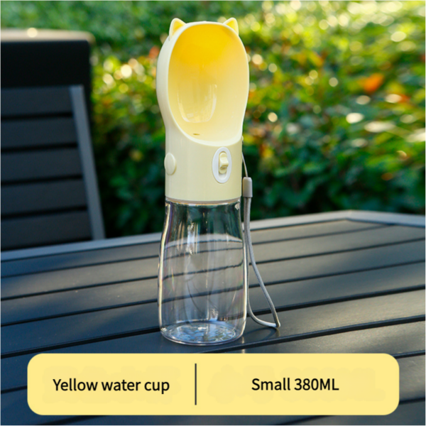 Fanno-Dog Water Bottle 380ml Yellow Leak-proof Travel Cup One-Handed Outdoor