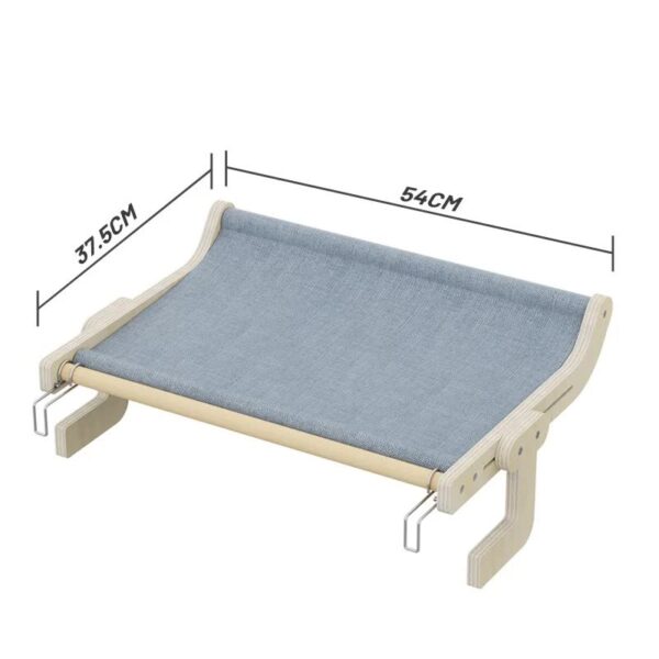 Fanno-Cat Hammock Bed Wooden Frame Cozy Space Saving Soft Fabric Small Grey