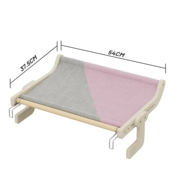 Fanno-Cat Hammock Bed Wooden Frame Cozy Space Saving Soft Fabric 75x50cm Grey