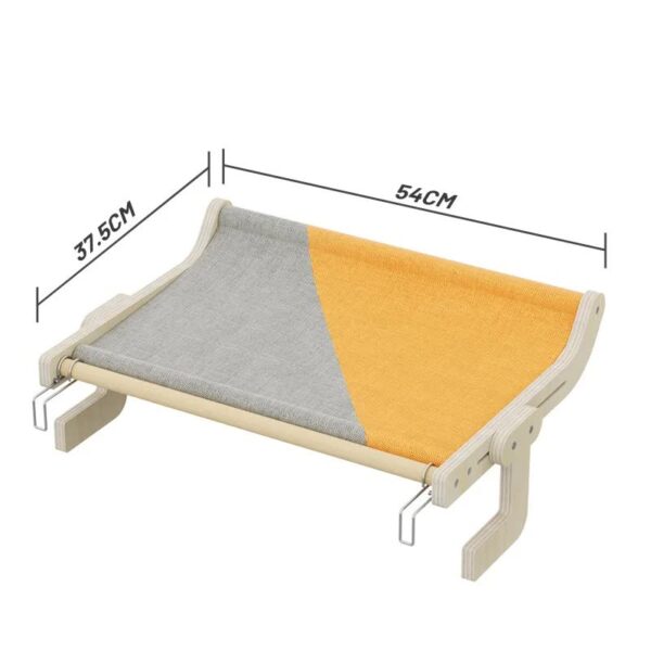 Fanno-Cat Hammock Bed Wooden Frame Cozy Space Saving Soft Fabric 30x20 inches Grey