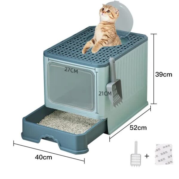 Fanno-Top-Entry Cat Litter Box Green Easy Clean Odor Control Anti-Tracking 50cm