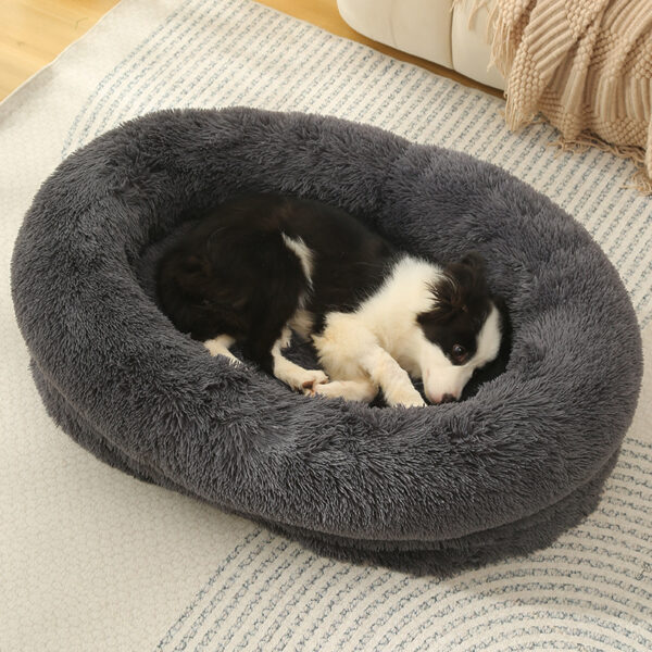 Fanno-Pet Bed Cozy Soft Machine Washable Dark Gray Size L 90x65x20cm