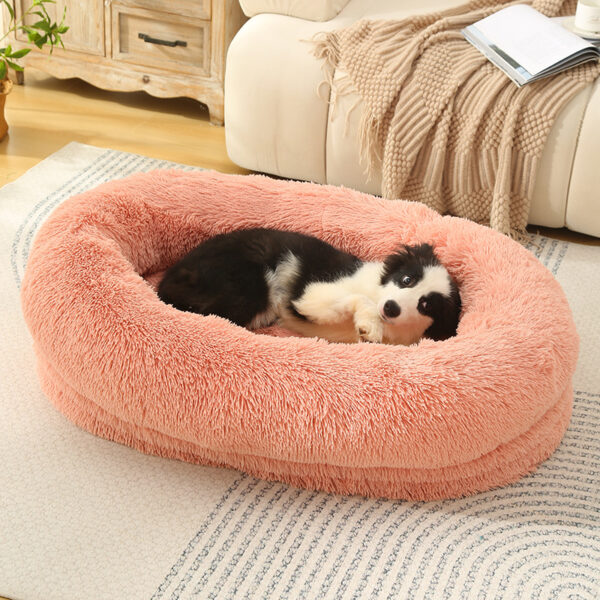 Fanno-Pet Bed Cozy Soft Blush Pink Size S 60x15x18cm Anti-Anxiety Donut