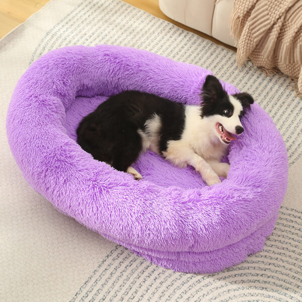 Fanno-Pet Bed Cozy Soft Machine Washable Purple Size M 75x55x18cm Donut