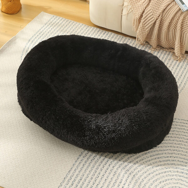 Fanno-Pet Bed Cozy Soft Machine Washable Black Size M 75x55x18cm Donut