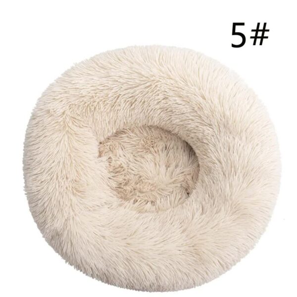 Fanno-Calming Donut Bed Light Brown 40cm Soft Faux Fur Anti-Anxiety Round Pet