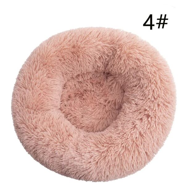 Fanno-Calming Donut Bed Blush Pink Soft Faux Fur Anti-Anxiety 50cm Round Pet