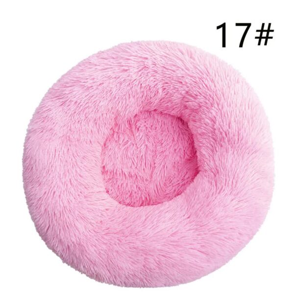 Fanno-Calming Donut Bed Pink 40cm Soft Faux Fur Anti-Anxiety Round Fluffy