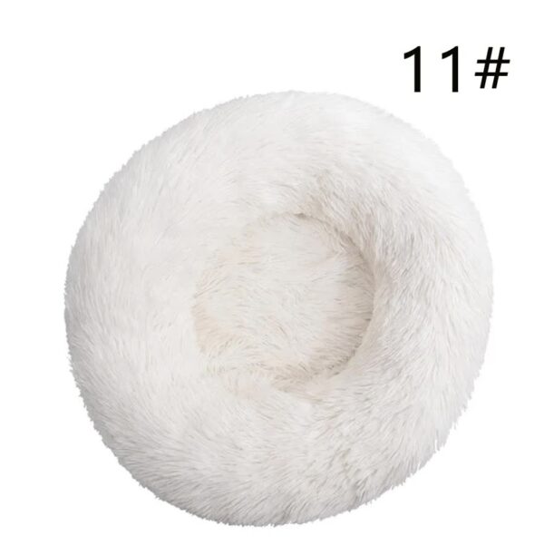 Fanno-Calming Donut Bed Soft Faux Fur Anti-Anxiety Round White 40cm Fluffy