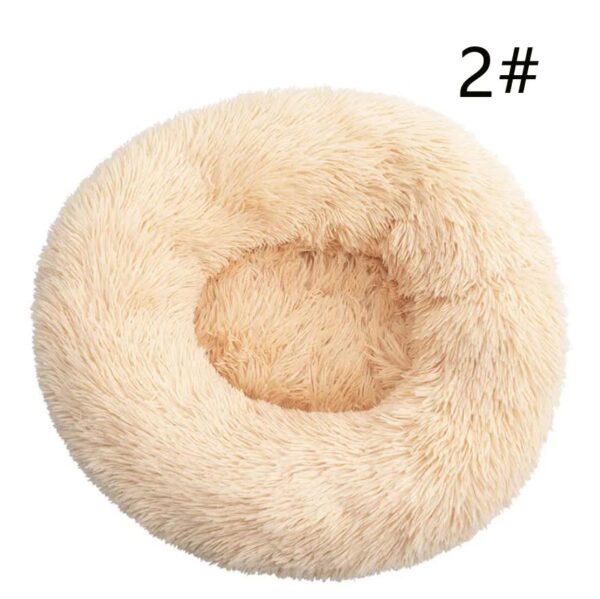 Fanno-Calming Donut Pet Bed Soft Faux Fur Anti-Anxiety Round Bed 50cm Apricot