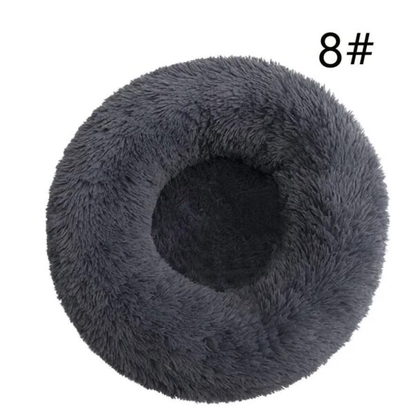 Fanno-Calming Donut Bed Dark Gray 50cm Soft Faux Fur Anti-Anxiety Round Pet