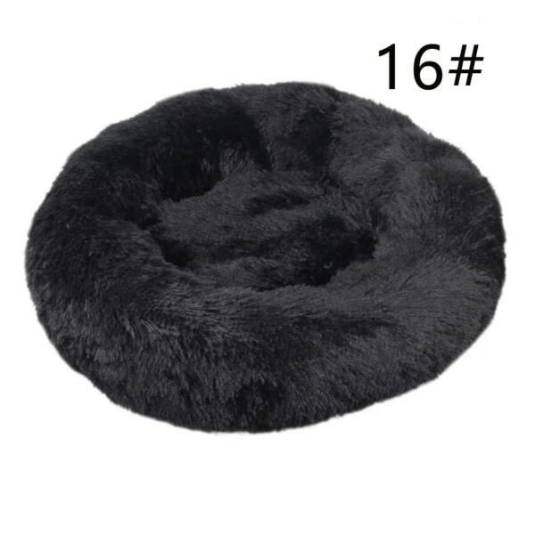 Fanno-Calming Donut Bed Anti-Anxiety Soft Faux Fur Round 40cm Black