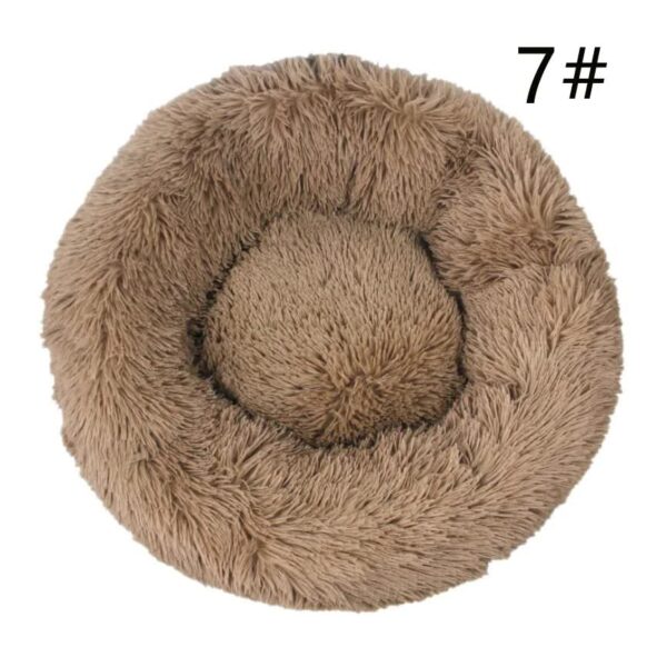 Fanno-Calming Donut Pet Bed Soft Faux Fur Anti-Anxiety Round Bed 50cm Khaki