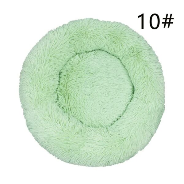 Fanno-Calming Donut Bed Soft Faux Fur Anti-Anxiety Round Green 40cm Fluffy