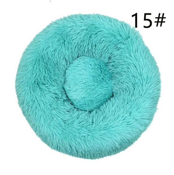 Fanno-Calming Donut Bed Anti-Anxiety Soft Faux Fur Round 40cm Emerald Green