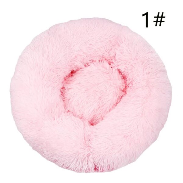 Fanno-Calming Donut Bed Light Pink 40cm Soft Faux Fur Anti-Anxiety Round Pet