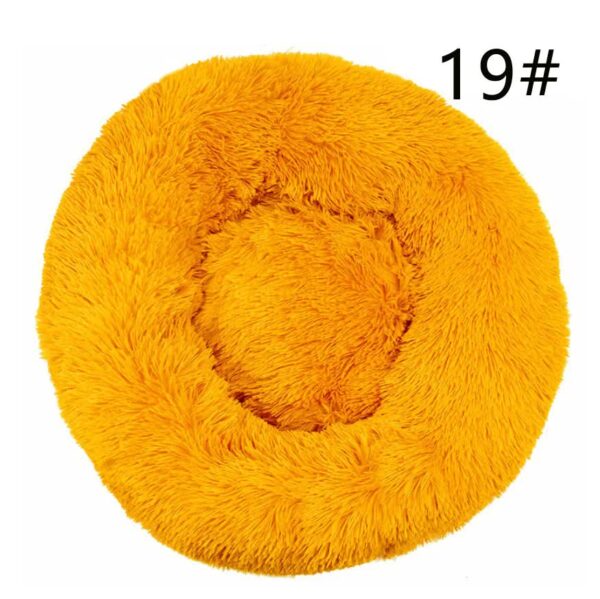 Fanno-Calming Donut Bed Anti-Anxiety Soft Faux Fur Round 50cm Golden Yellow