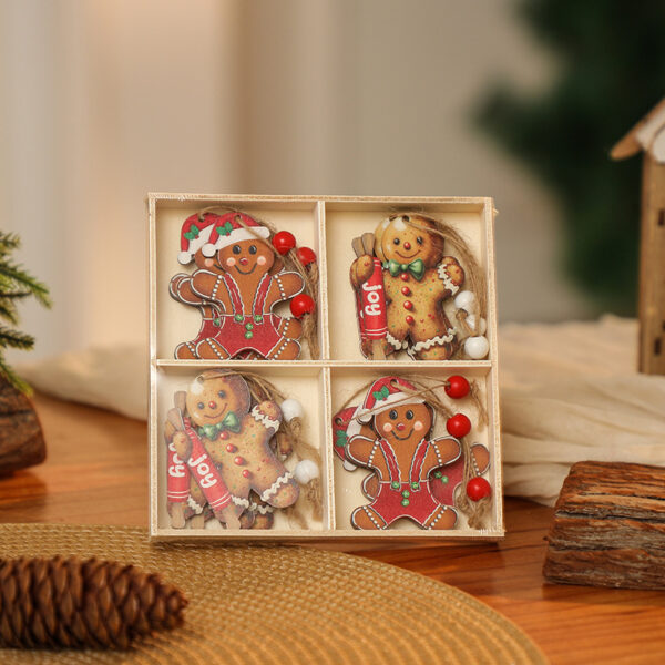 Fanno-3 boxe  a set New Christmas Decorations  Small Wooden Pendants  Christmas Tree Decorations  12 Wooden Box Packaging Pendants