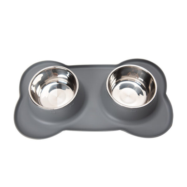 Fanno-Double Pet Bowl Set Non-Slip Silicone Mat 45cm Grey Durable Easy Clean